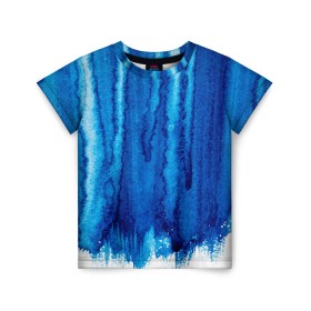 Детская футболка 3D с принтом Будь в потоке , 100% гипоаллергенный полиэфир | прямой крой, круглый вырез горловины, длина до линии бедер, чуть спущенное плечо, ткань немного тянется | Тематика изображения на принте: water | waterfall | абстракция | акварель | вода | водопад | голубая абстракция | дождь | краска | потеки краски | поток | потоки воды | потоки краски | текстура