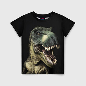 Детская футболка 3D с принтом Динозавр T-Rex , 100% гипоаллергенный полиэфир | прямой крой, круглый вырез горловины, длина до линии бедер, чуть спущенное плечо, ткань немного тянется | dino | dinosauria | t rex | ti rex | дино | динозавр | парк юрского | т рекс | ти рекс | чудовище | юрский период | ящер | ящерица