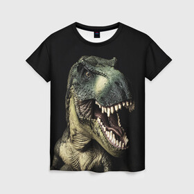 Женская футболка 3D с принтом Динозавр T-Rex , 100% полиэфир ( синтетическое хлопкоподобное полотно) | прямой крой, круглый вырез горловины, длина до линии бедер | dino | dinosauria | t rex | ti rex | дино | динозавр | парк юрского | т рекс | ти рекс | чудовище | юрский период | ящер | ящерица