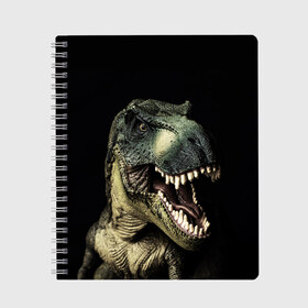 Тетрадь с принтом Динозавр T-Rex , 100% бумага | 48 листов, плотность листов — 60 г/м2, плотность картонной обложки — 250 г/м2. Листы скреплены сбоку удобной пружинной спиралью. Уголки страниц и обложки скругленные. Цвет линий — светло-серый
 | Тематика изображения на принте: dino | dinosauria | t rex | ti rex | дино | динозавр | парк юрского | т рекс | ти рекс | чудовище | юрский период | ящер | ящерица