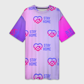 Платье-футболка 3D с принтом Stay home ,  |  | Тематика изображения на принте: corona | coronavirus | covid | covid 19 | virus | вирус | дома | карантин | китай | корона | коронавирус | подарок | самоизоляция