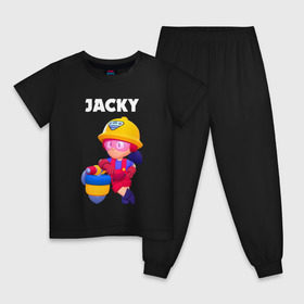 Детская пижама хлопок с принтом BRAWL STARS JACKY , 100% хлопок |  брюки и футболка прямого кроя, без карманов, на брюках мягкая резинка на поясе и по низу штанин
 | 