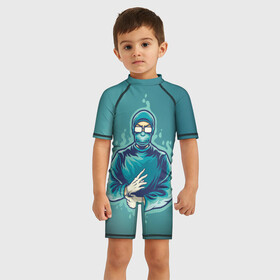 Детский купальный костюм 3D с принтом Medical , Полиэстер 85%, Спандекс 15% | застежка на молнии на спине | арт | врач | графика | доктор | медецина