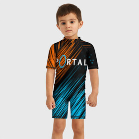 Детский купальный костюм 3D с принтом Portal , Полиэстер 85%, Спандекс 15% | застежка на молнии на спине | 3d | aperture science | black mesa xen | half life | portal | portal 2 | valve | игра | портал