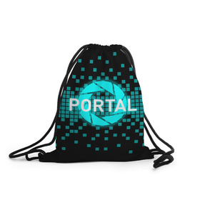 Рюкзак-мешок 3D с принтом Portal , 100% полиэстер | плотность ткани — 200 г/м2, размер — 35 х 45 см; лямки — толстые шнурки, застежка на шнуровке, без карманов и подкладки | Тематика изображения на принте: 3d | aperture science | black mesa xen | half life | portal | portal 2 | valve | игра | портал