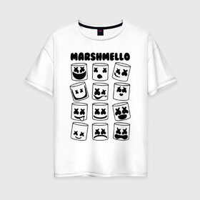 Женская футболка хлопок Oversize с принтом FORTNITE x MARSHMELLO , 100% хлопок | свободный крой, круглый ворот, спущенный рукав, длина до линии бедер
 | deadmau5 | fortnite | fortnite 2 | fortnite x маршмелло | ikonik | marshmello | ninja | ninja streamer | raven | travis scott | ворон | иконик | ниндзя | пили | рейвен | трэвис скотт | фортнайт