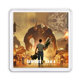 Магнит 55*55 с принтом Serious Sam 4 , Пластик | Размер: 65*65 мм; Размер печати: 55*55 мм | croteam | devolver | digital | games | planet | sam | serious | игры | крутой | планета | сэм