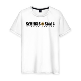 Мужская футболка хлопок с принтом Serious Sam 4 , 100% хлопок | прямой крой, круглый вырез горловины, длина до линии бедер, слегка спущенное плечо. | croteam | devolver | digital | games | planet | sam | serious | игры | крутой | планета | сэм