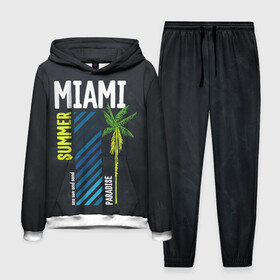 Мужской костюм 3D (с толстовкой) с принтом Summer Miami ,  |  | paradise | summer | летняя | лето | майами | маями | пальмы | рай
