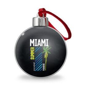 Ёлочный шар с принтом Summer Miami , Пластик | Диаметр: 77 мм | paradise | summer | летняя | лето | майами | маями | пальмы | рай