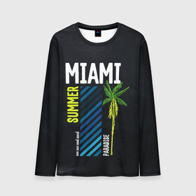 Мужской лонгслив 3D с принтом Summer Miami , 100% полиэстер | длинные рукава, круглый вырез горловины, полуприлегающий силуэт | paradise | summer | летняя | лето | майами | маями | пальмы | рай