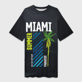 Платье-футболка 3D с принтом Summer Miami ,  |  | paradise | summer | летняя | лето | майами | маями | пальмы | рай