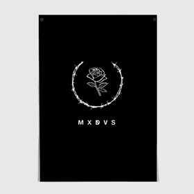 Постер с принтом MXDVS , 100% бумага
 | бумага, плотность 150 мг. Матовая, но за счет высокого коэффициента гладкости имеет небольшой блеск и дает на свету блики, но в отличии от глянцевой бумаги не покрыта лаком | Тематика изображения на принте: +32 | 32 | logo | mxdvs | бренд | бренд mxdvs | бренловые картинки | лого | лого mxdvs | логотип | логотип mxdvs | мхдвс | прикольные картинки | роза | шипы