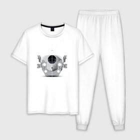 Мужская пижама хлопок с принтом HAL 9000 , 100% хлопок | брюки и футболка прямого кроя, без карманов, на брюках мягкая резинка на поясе и по низу штанин
 | Тематика изображения на принте: discovery one | eva pod | frank poole | hal 9000 | heywood floyd | space odyssey | stanley kubrick | vdgerir