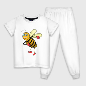 Детская пижама хлопок с принтом Пчела , 100% хлопок |  брюки и футболка прямого кроя, без карманов, на брюках мягкая резинка на поясе и по низу штанин
 | животные | картинки | крылья | лето | насекомое | прикольные | природа | пчела