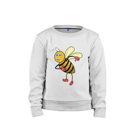 Детский свитшот хлопок с принтом Пчела , 100% хлопок | круглый вырез горловины, эластичные манжеты, пояс и воротник | животные | картинки | крылья | лето | насекомое | прикольные | природа | пчела