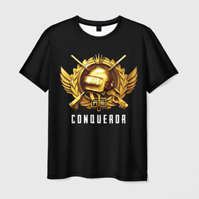 Мужская футболка 3D с принтом Завоеватель PUBG , 100% полиэфир | прямой крой, круглый вырез горловины, длина до линии бедер | conqueror | esports | grandmaster | pubg | pubg mobile | завоеватель