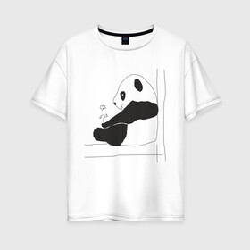 Женская футболка хлопок Oversize с принтом Little Panda , 100% хлопок | свободный крой, круглый ворот, спущенный рукав, длина до линии бедер
 | Тематика изображения на принте: panda | панда | рисунок