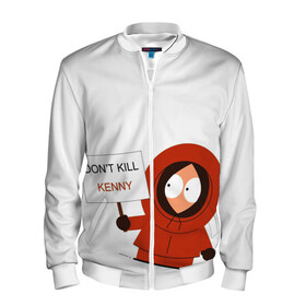 Мужской бомбер 3D с принтом Kenny McCormick , 100% полиэстер | застегивается на молнию, по бокам два кармана без застежек, по низу бомбера и на воротнике - эластичная резинка | Тематика изображения на принте: south park | южный парк