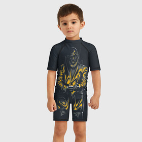 Детский купальный костюм 3D с принтом Tobias Whale , Полиэстер 85%, Спандекс 15% | застежка на молнии на спине | black lightning | tobias whale | vdzabma | тобиас уэйл | черная молния