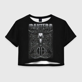 Женская футболка Crop-top 3D с принтом Pantera. , 100% полиэстер | круглая горловина, длина футболки до линии талии, рукава с отворотами | pantera | американская метал группа | грув метал | группа | музыка | пантера | рок | рок группа