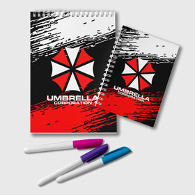 Блокнот с принтом Umbrella Corporation , 100% бумага | 48 листов, плотность листов — 60 г/м2, плотность картонной обложки — 250 г/м2. Листы скреплены удобной пружинной спиралью. Цвет линий — светло-серый
 | resident evil | umbrella corporation | амбрелла | амбрелла корпорейшн | вирус | вымышленная военная и фармацевтическая корпорация | игра | умбрелла