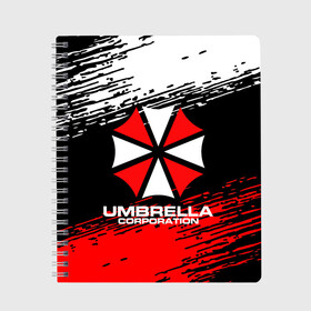 Тетрадь с принтом Umbrella Corporation , 100% бумага | 48 листов, плотность листов — 60 г/м2, плотность картонной обложки — 250 г/м2. Листы скреплены сбоку удобной пружинной спиралью. Уголки страниц и обложки скругленные. Цвет линий — светло-серый
 | Тематика изображения на принте: resident evil | umbrella corporation | амбрелла | амбрелла корпорейшн | вирус | вымышленная военная и фармацевтическая корпорация | игра | умбрелла