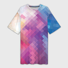 Платье-футболка 3D с принтом Пикси ,  |  | абстракция | большой | волны | геометрия | градиент | графен | графика | карбон | квадрат | коллаж | кубизм | линии | линия | мозаика | палитра | пиксели | пикси | поп | радуга | радужная | сетка | сеть