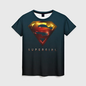 Женская футболка 3D с принтом Supergirl Logo , 100% полиэфир ( синтетическое хлопкоподобное полотно) | прямой крой, круглый вырез горловины, длина до линии бедер | supergirl | vdzabma | супергерл