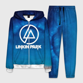 Мужской костюм 3D с принтом Linkin Park , 100% полиэстер | Манжеты и пояс оформлены тканевой резинкой, двухслойный капюшон со шнурком для регулировки, карманы спереди | Тематика изображения на принте: chester bennington | linkin park | rock | space | группа | космос | линкин парк | логотип | музыка | рок | рок н ролл | честер беннингтон | эмблема