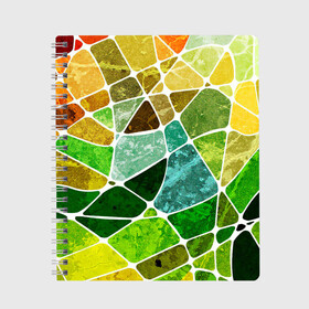 Тетрадь с принтом Мозаика , 100% бумага | 48 листов, плотность листов — 60 г/м2, плотность картонной обложки — 250 г/м2. Листы скреплены сбоку удобной пружинной спиралью. Уголки страниц и обложки скругленные. Цвет линий — светло-серый
 | бирюзовый | зелёный | мозаика | синий | стекло