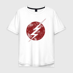 Мужская футболка хлопок Oversize с принтом The Flash logo , 100% хлопок | свободный крой, круглый ворот, “спинка” длиннее передней части | the flash | vdzabma | флэш
