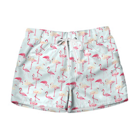 Женские шорты 3D с принтом Фламинго , 100% полиэстер | прямой крой, два кармана без застежек по бокам. Мягкая трикотажная резинка на поясе, внутри которой широкие завязки. Длина до середины бедра | красный | птица | розовая птица | розовый | фламинго