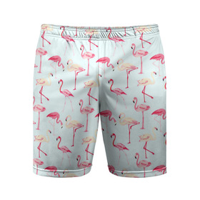 Мужские шорты спортивные с принтом Фламинго ,  |  | красный | птица | розовая птица | розовый | фламинго