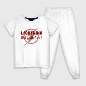 Детская пижама хлопок с принтом Lightning Gave Me Abs? , 100% хлопок |  брюки и футболка прямого кроя, без карманов, на брюках мягкая резинка на поясе и по низу штанин
 | the flash | vdzabma | флэш