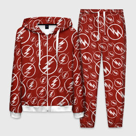 Мужской костюм 3D с принтом The Flash Logo Pattern , 100% полиэстер | Манжеты и пояс оформлены тканевой резинкой, двухслойный капюшон со шнурком для регулировки, карманы спереди | Тематика изображения на принте: the flash | vdzabma | флэш