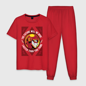 Мужская пижама хлопок с принтом The Flash , 100% хлопок | брюки и футболка прямого кроя, без карманов, на брюках мягкая резинка на поясе и по низу штанин
 | barry allen | the flash | vdzabma | барри аллен | флэш