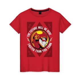Женская футболка хлопок с принтом The Flash , 100% хлопок | прямой крой, круглый вырез горловины, длина до линии бедер, слегка спущенное плечо | barry allen | the flash | vdzabma | барри аллен | флэш