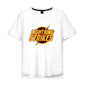 Мужская футболка хлопок Oversize с принтом Lightning Strikes , 100% хлопок | свободный крой, круглый ворот, “спинка” длиннее передней части | Тематика изображения на принте: the flash | vdzabma | флэш