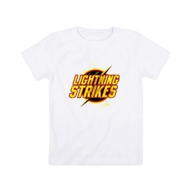 Детская футболка хлопок с принтом Lightning Strikes , 100% хлопок | круглый вырез горловины, полуприлегающий силуэт, длина до линии бедер | the flash | vdzabma | флэш