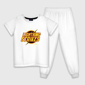 Детская пижама хлопок с принтом Lightning Strikes , 100% хлопок |  брюки и футболка прямого кроя, без карманов, на брюках мягкая резинка на поясе и по низу штанин
 | the flash | vdzabma | флэш