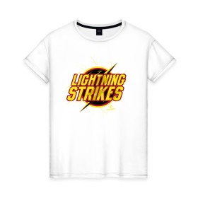 Женская футболка хлопок с принтом Lightning Strikes , 100% хлопок | прямой крой, круглый вырез горловины, длина до линии бедер, слегка спущенное плечо | the flash | vdzabma | флэш