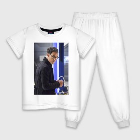 Детская пижама хлопок с принтом Harrison Wells , 100% хлопок |  брюки и футболка прямого кроя, без карманов, на брюках мягкая резинка на поясе и по низу штанин
 | harrison wells | the flash | vdzabma | флэш | харрисон уэллс