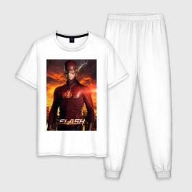 Мужская пижама хлопок с принтом The Flash , 100% хлопок | брюки и футболка прямого кроя, без карманов, на брюках мягкая резинка на поясе и по низу штанин
 | barry allen | the flash | vdzabma | барри аллен | флэш