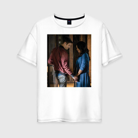 Женская футболка хлопок Oversize с принтом Barry & Iris , 100% хлопок | свободный крой, круглый ворот, спущенный рукав, длина до линии бедер
 | barry allen | iris west | the flash | vdzabma | westallen | айрис уэст | барри аллен | флэш