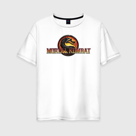 Женская футболка хлопок Oversize с принтом Mortal Kombat , 100% хлопок | свободный крой, круглый ворот, спущенный рукав, длина до линии бедер
 | logo | mortal kombat | vdkarsve | логотип | мк 9 | мортал комбат