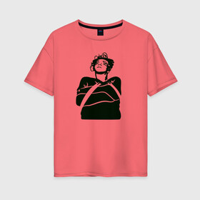 Женская футболка хлопок Oversize с принтом Заводной апельсин , 100% хлопок | свободный крой, круглый ворот, спущенный рукав, длина до линии бедер
 | 
