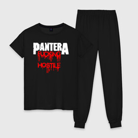 Женская пижама хлопок с принтом Pantera , 100% хлопок | брюки и футболка прямого кроя, без карманов, на брюках мягкая резинка на поясе и по низу штанин | american | anselmo | havy metal | pantera | philip anselmo | trash metal | ансельмо | пантера | фил ансельмо