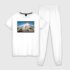 Женская пижама хлопок с принтом The Shining Landscape , 100% хлопок | брюки и футболка прямого кроя, без карманов, на брюках мягкая резинка на поясе и по низу штанин | the shining | vdosadir | горы | пейзаж | сияние | стэнли кубрик