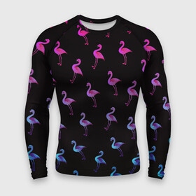 Мужской рашгард 3D с принтом Фламинго ,  |  | крылья | лапы | пернатый | перо | перья | птица | птицы | птичка | розовый | розовый фламинго | фламинго | черный